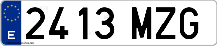 Ejemplo de matrícula de coche ordinaria 2413 MZG