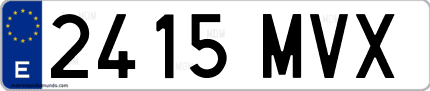 Ejemplo de matrícula de coche ordinaria 2415 MVX