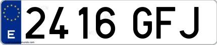 Ejemplo de matrícula española 2416 GFJ