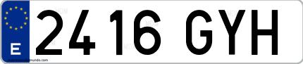 Ejemplo de matrícula de coche ordinaria 2416 GYH