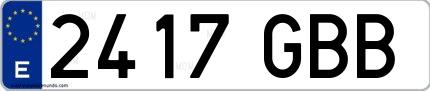 Ejemplo de matrícula española 2417 GBB