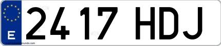 Ejemplo de matrícula española 2417 HDJ