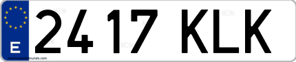 Ejemplo de matrícula de coche ordinaria 2417 KLK