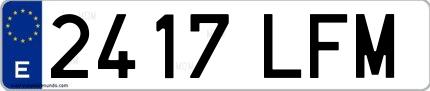 Ejemplo de matrícula española 2417 LFM