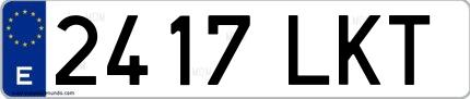 Ejemplo de matrícula española 2417 LKT