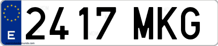Ejemplo de matrícula de coche ordinaria 2417 MKG