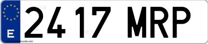 Ejemplo de matrícula española 2417 MRP