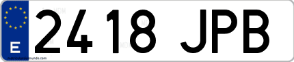 Ejemplo de matrícula de coche ordinaria 2418 JPB