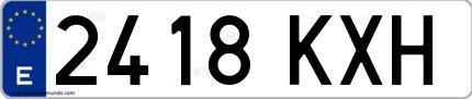 Ejemplo de matrícula española 2418 KXH