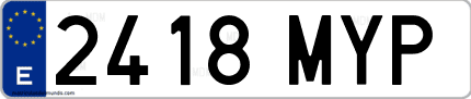 Ejemplo de matrícula de coche ordinaria 2418 MYP