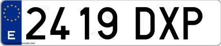 Ejemplo de matrícula española 2419 DXP