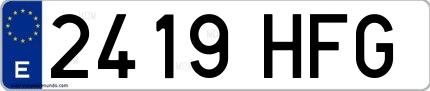 Ejemplo de matrícula española 2419 HFG