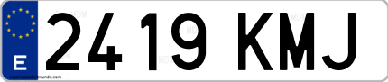 Ejemplo de matrícula de coche ordinaria 2419 KMJ