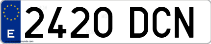 Ejemplo de matrícula de coche ordinaria 2420 DCN