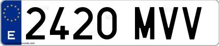 Ejemplo de matrícula española 2420 MVV
