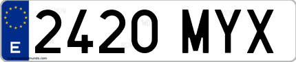 Ejemplo de matrícula de coche ordinaria 2420 MYX