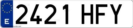 Ejemplo de matrícula española 2421 HFY