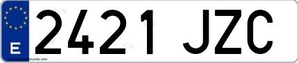Ejemplo de matrícula española 2421 JZC