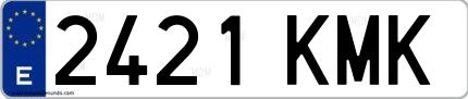 Ejemplo de matrícula española 2421 KMK