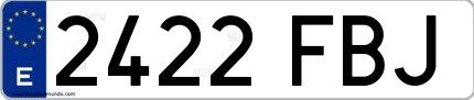 Ejemplo de matrícula española 2422 FBJ