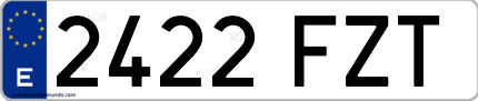 Ejemplo de matrícula de coche ordinaria 2422 FZT