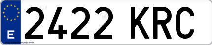 Ejemplo de matrícula de coche ordinaria 2422 KRC