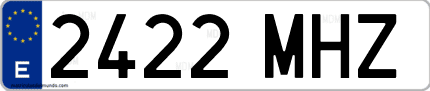 Ejemplo de matrícula de coche ordinaria 2422 MHZ