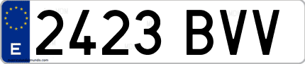 Ejemplo de matrícula de coche ordinaria 2423 BVV
