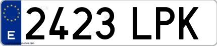 Ejemplo de matrícula española 2423 LPK