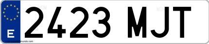 Ejemplo de matrícula española 2423 MJT