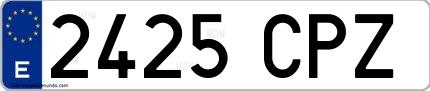 Ejemplo de matrícula española 2425 CPZ