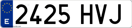 Ejemplo de matrícula de coche ordinaria 2425 HVJ