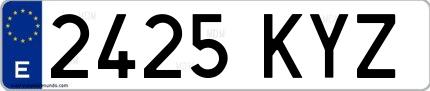 Ejemplo de matrícula española 2425 KYZ