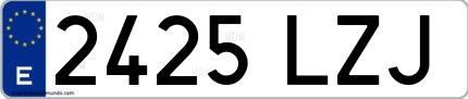 Ejemplo de matrícula española 2425 LZJ