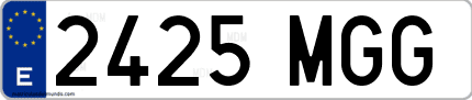 Ejemplo de matrícula de coche ordinaria 2425 MGG