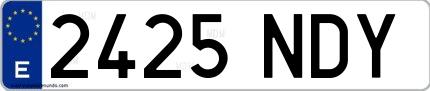 Ejemplo de matrícula española 2425 NDY
