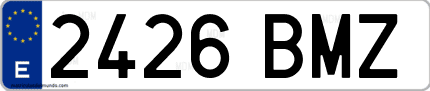 Ejemplo de matrícula de coche ordinaria 2426 BMZ