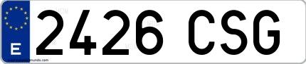 Ejemplo de matrícula española 2426 CSG