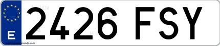 Ejemplo de matrícula española 2426 FSY