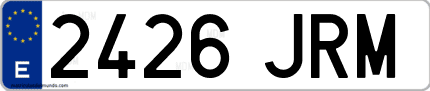 Ejemplo de matrícula de coche ordinaria 2426 JRM