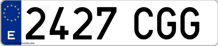 Ejemplo de matrícula de coche ordinaria 2427 CGG