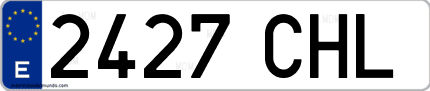 Ejemplo de matrícula de coche ordinaria 2427 CHL