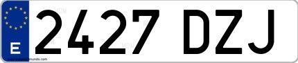 Ejemplo de matrícula española 2427 DZJ