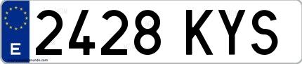 Ejemplo de matrícula española 2428 KYS