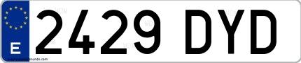 Ejemplo de matrícula española 2429 DYD