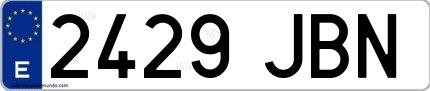 Ejemplo de matrícula española 2429 JBN