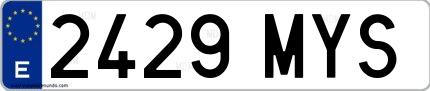 Ejemplo de matrícula española 2429 MYS