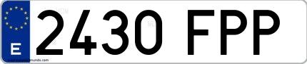 Ejemplo de matrícula española 2430 FPP
