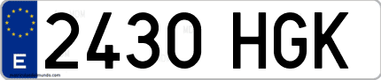Ejemplo de matrícula de coche ordinaria 2430 HGK