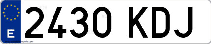 Ejemplo de matrícula de coche ordinaria 2430 KDJ